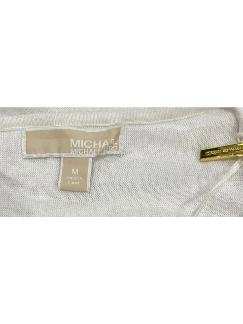 Michael Kors White Cowl Neck Sweater With Gold Zipper Accents Size M